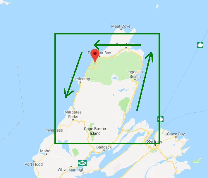 cabot trail map screenshot