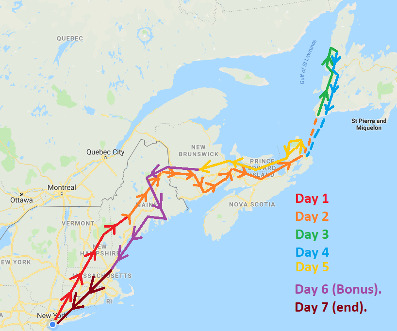 eastern canada road trip map