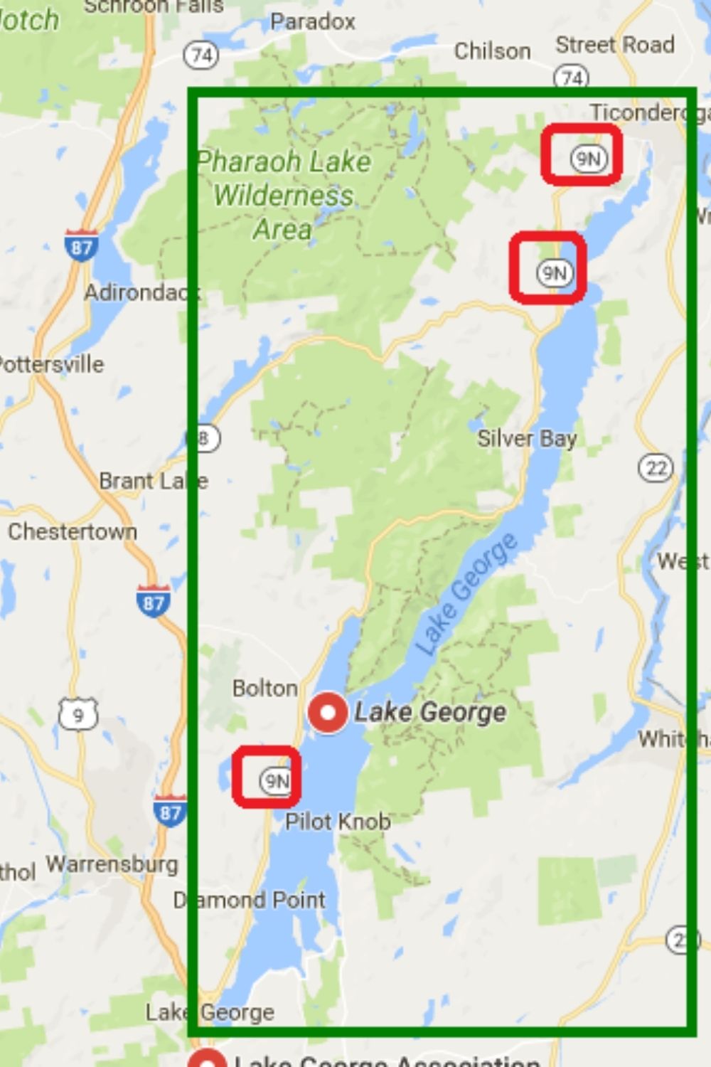 map of lake george in new york