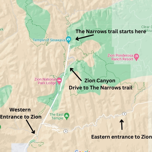 the narrows zion map 07