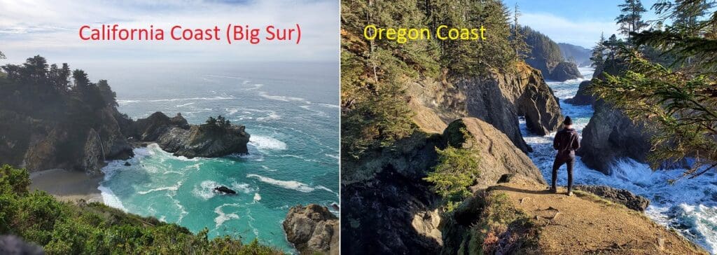 california coast vs oregon coast comparison