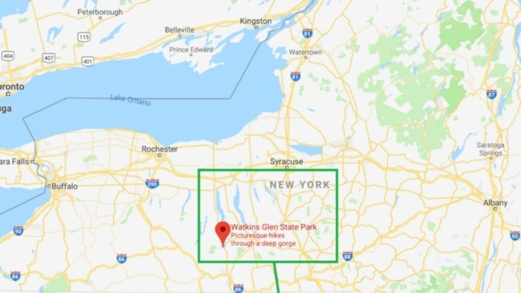 map listing of watkins glen state park in new york