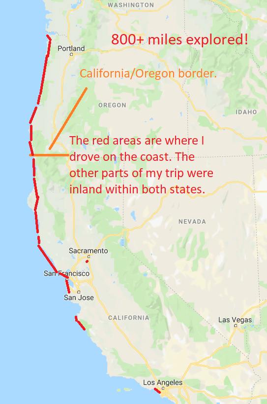 places I have seen on the california and oregon coast