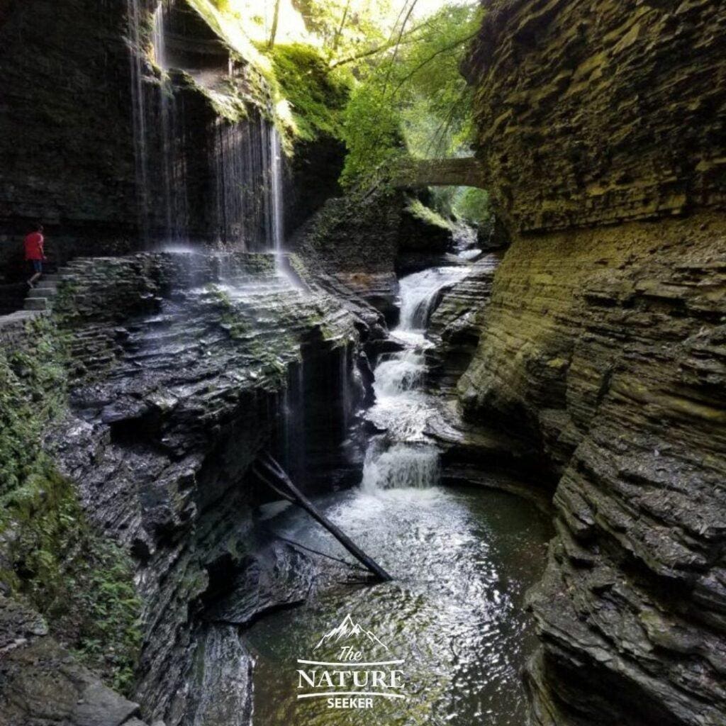 rainbow falls area in watkins glen state park