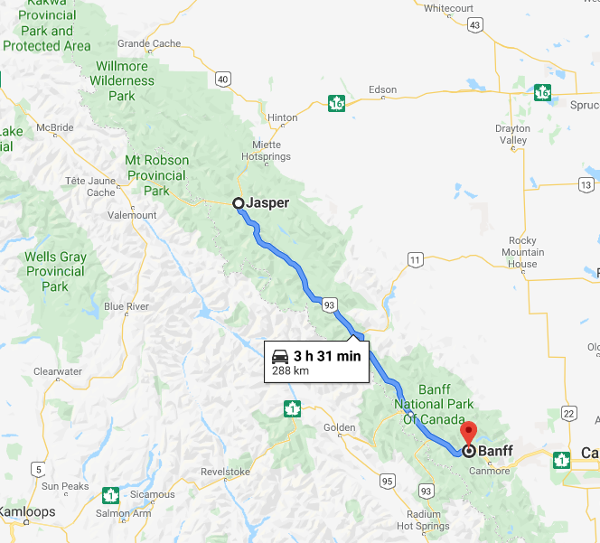 Icefields Parkway Map