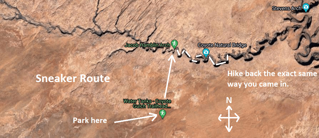 coyote gulch sneaker route map 01