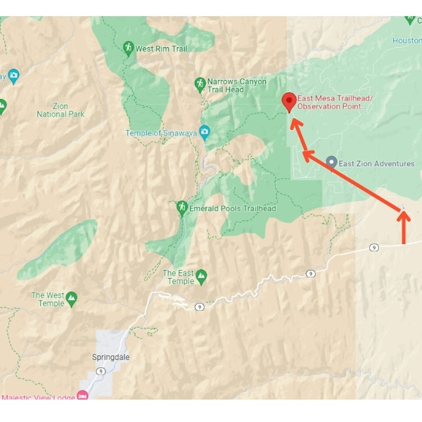 east mesa trailhead at zion national park map new 01