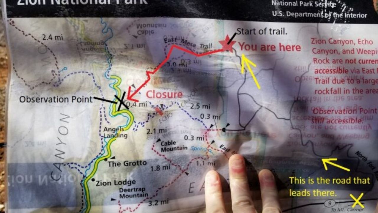 map of alternative route to observation point 07