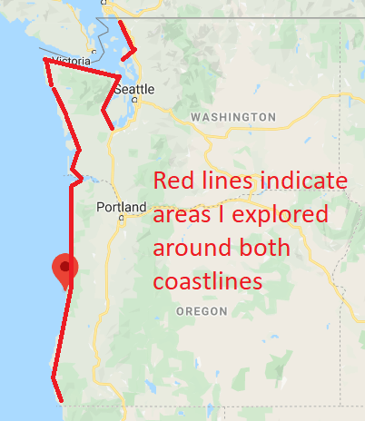 oregon coast and washington coast areas I explored map