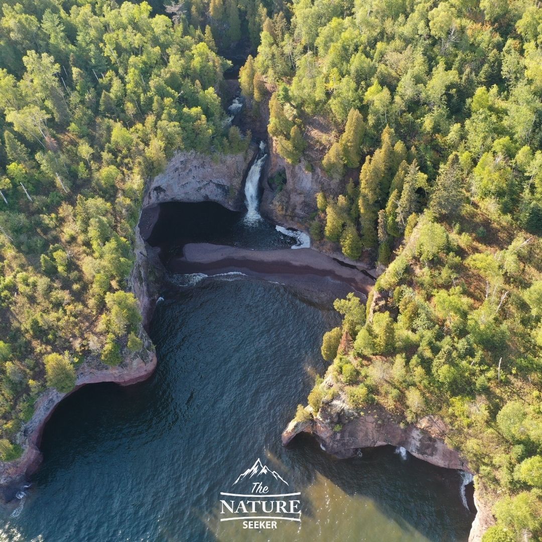 north shore minnesota beach with waterfall picture 06