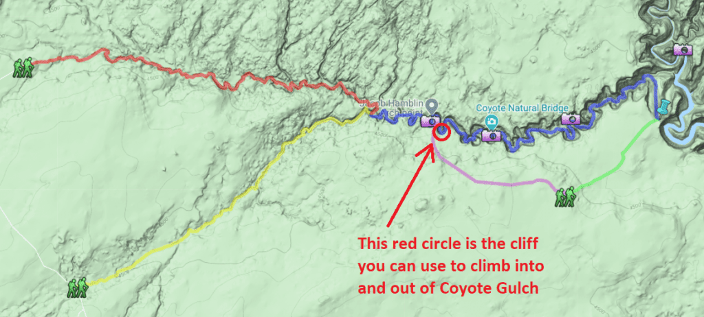 coyote gulch rope climb map