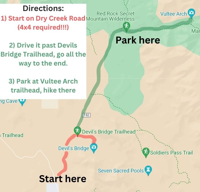 devils bridge sedona and vultee arch hike trail map new 02