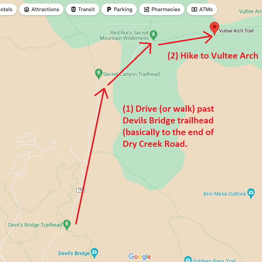 hike from devils bridge to vultee arch map