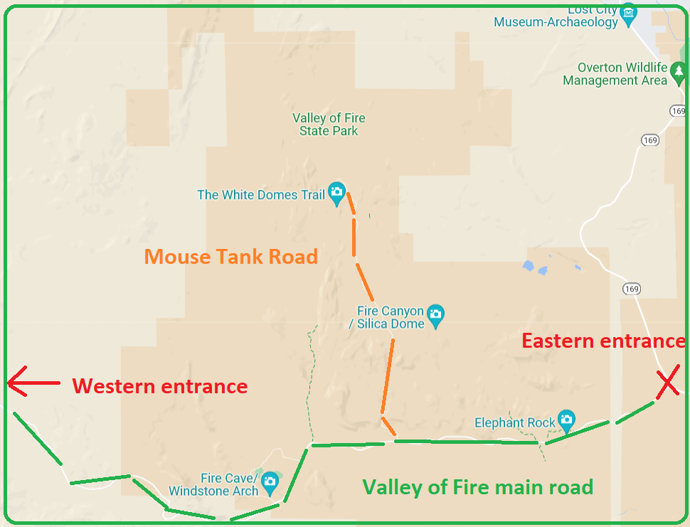 valley of fire state park map