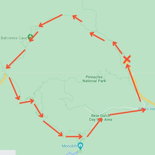 how to spend one day at pinnacles national park map 01