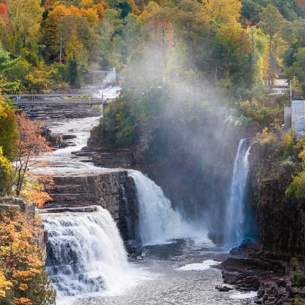adirondack mountains rainbow falls in ausable chasm hike