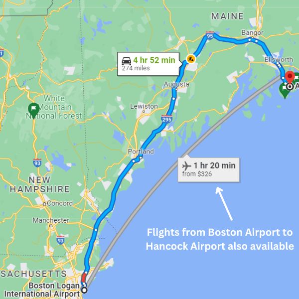 boston airport to acadia national park map 07