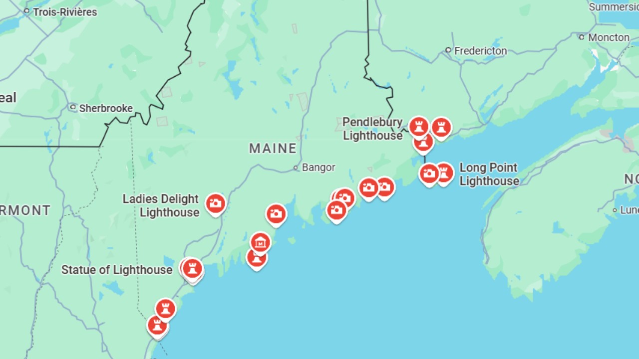 Maine Lighthouses Map